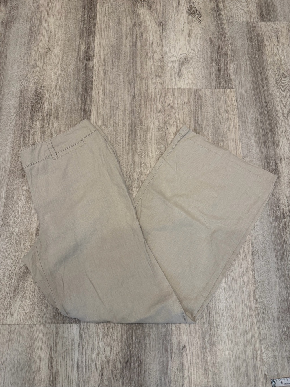 New York & Company Size 12 Beige Linen Blend Wide Leg Pants